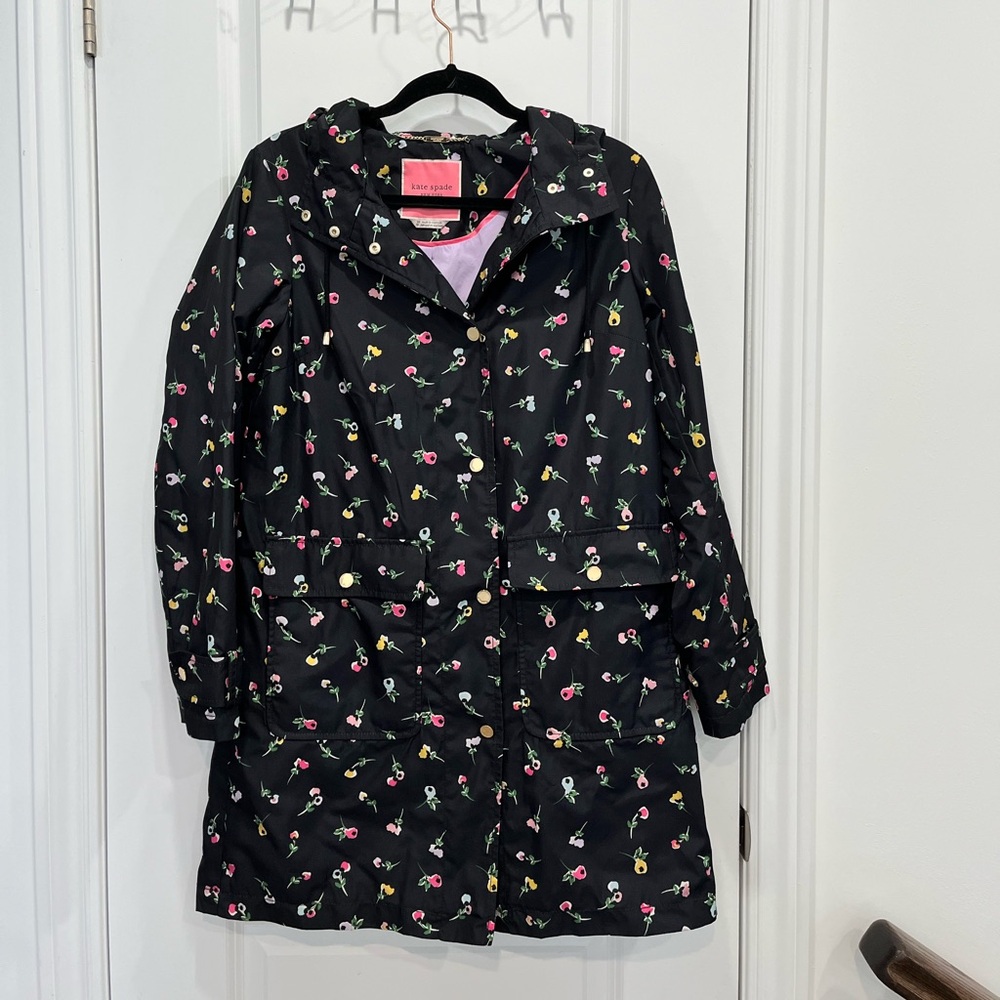 Kate Spade ~ Black Floral Raincoat